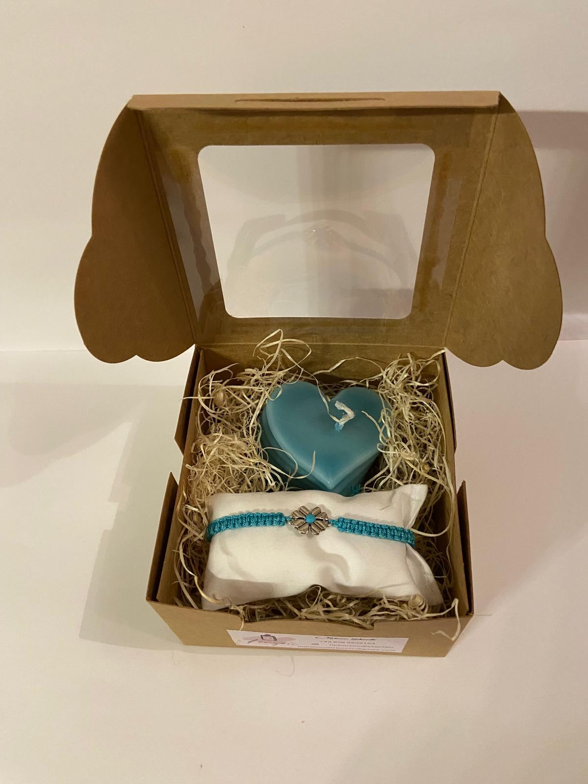 Kerzen und Armband Set blau